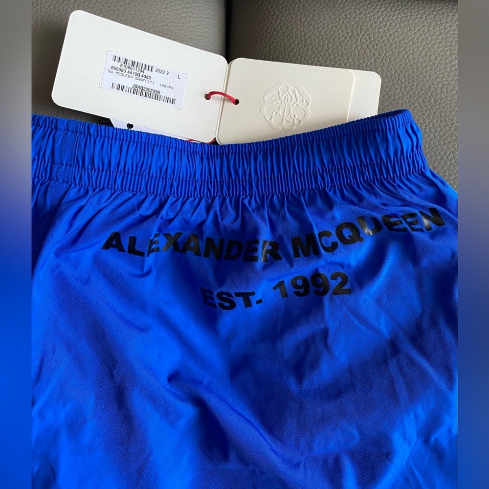 NWT Auth. Alexander MCQUEEN Graffiti Logo Swim Trunks Sz L ITALY - Picture 9 of 15